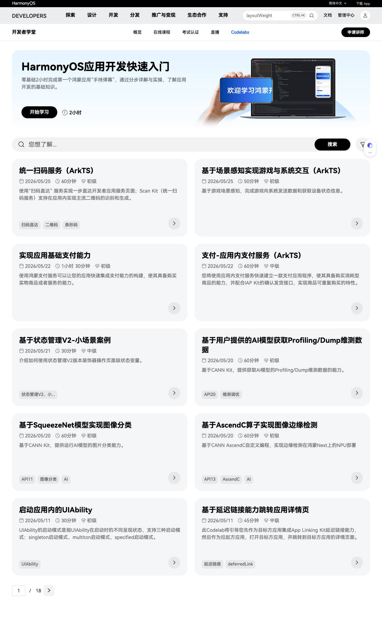 Codelabs 页面